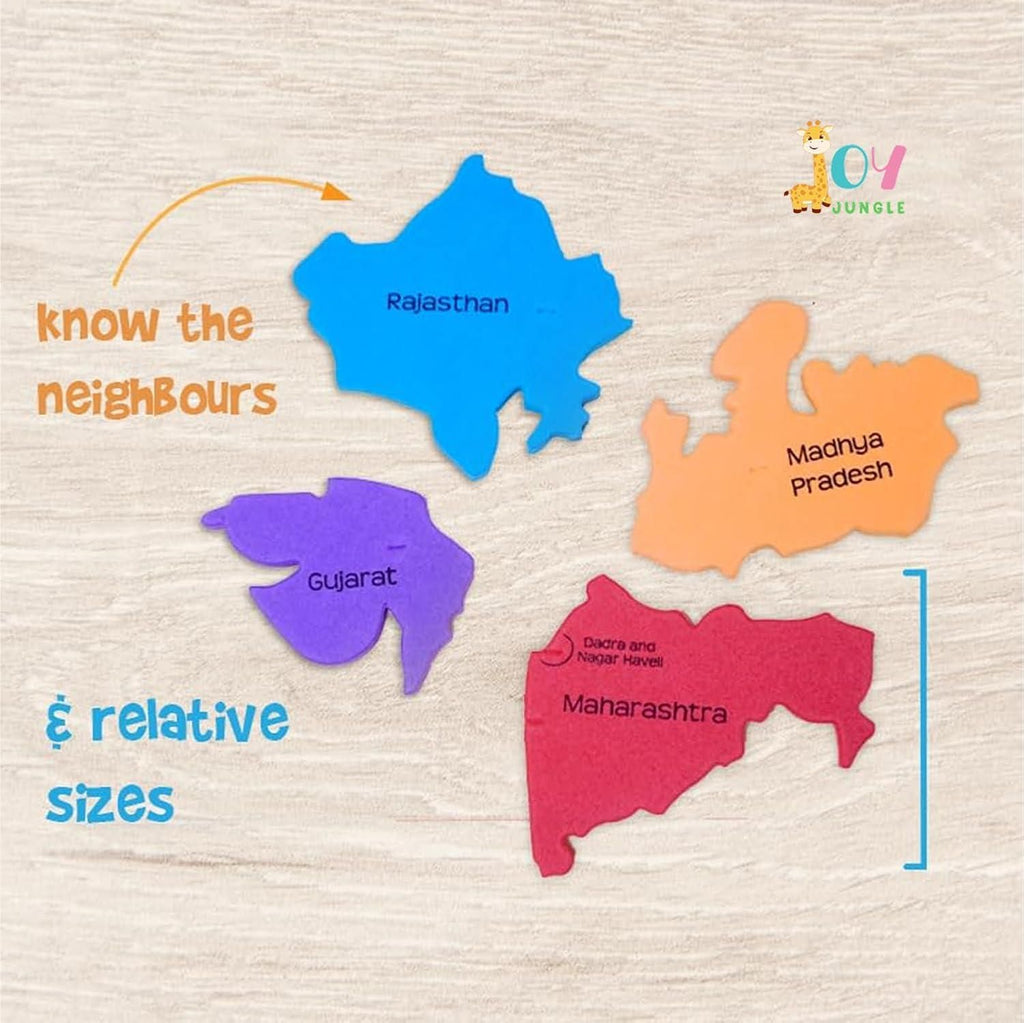 Jigsaw Puzzle Indian Map with State Capitals and Flag Educational Learning  for Kids